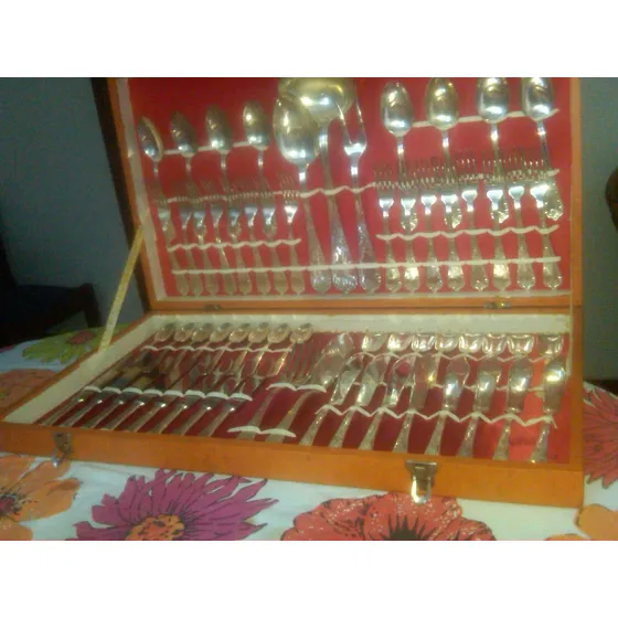 Juegocubiertos Para 8 Ptos 69 Pza.baño Plata Arg 900.antiguo