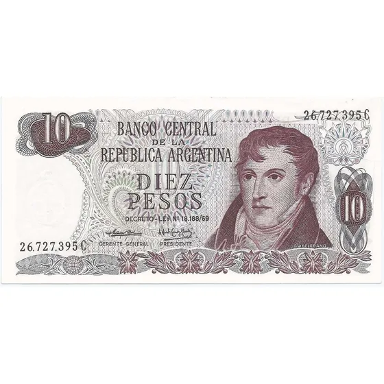 Billete 10 Pesos Ley 18.188 Bot.2351 De 1974 Sin Circular