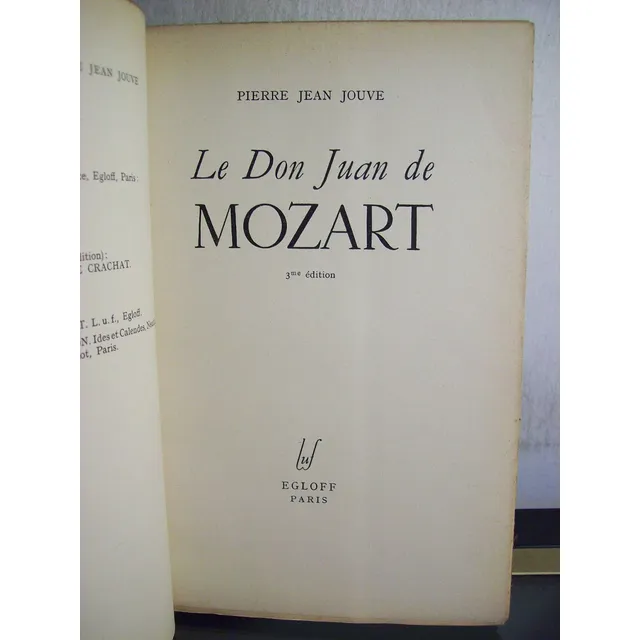 Adp Le Don Juan De Mozart Pierre Jean Jouve / Ed Egloff 1948