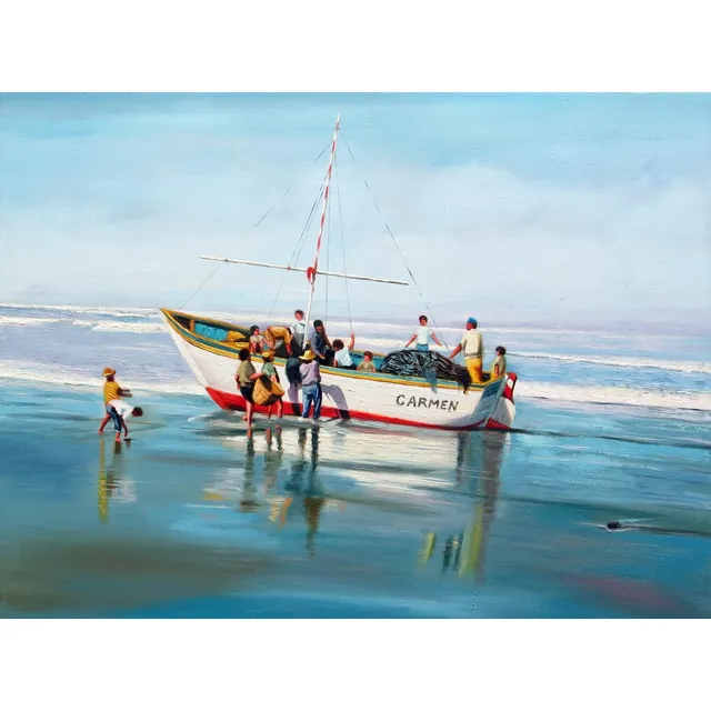 Embarcación Carmen - Pintura Al Óleo (sedamanos Art)