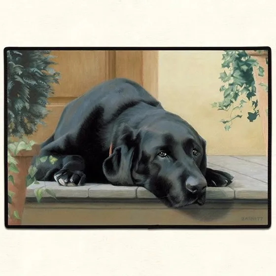 Alfombra Puertas Casas,  Perro Labrador Negro  68 X46 Cms