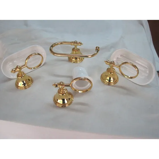 Accesorios P/ Baño Oro: 2 Jaboneras;1 Vasera;1 Portarrollo