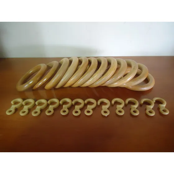 Aros De Madera De Pino Cortineros Juego 12 Pzas. 2 Pack. J8