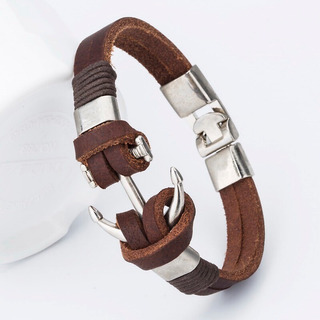 Pulsera De Piel Cuero Y Metal Moda Unisex Pulsera De Piel Cuero Y Metal Moda Unisex