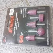Piedras Para Cauchero Desbaste Jgo,5 Piezas Truper  Eje 1/4 