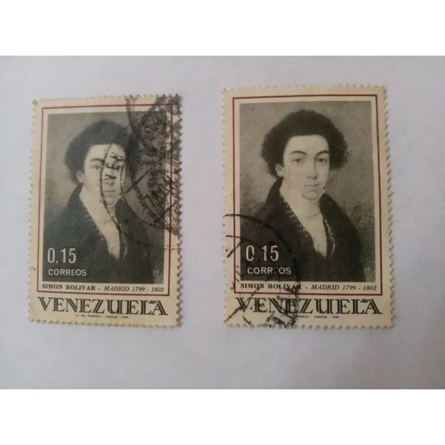 2 Estampillas De Simón Bolívar En Madrid C/ Mata Sello-usada