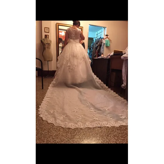 Vestido De Novia Con Pedrerías, Brillantes Y Transparencias