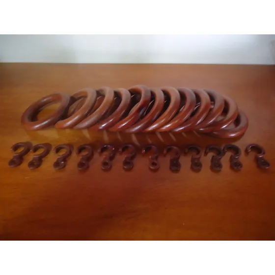 Aros De Madera. Caoba. Para Cortineros. 12 Aros. N10