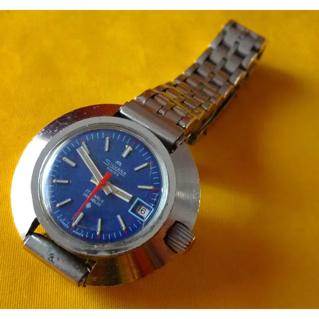 Silvana Reloj Suizo Azul Retro De Colección Antiguo Dama Swt