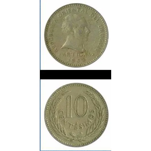 Lote De 13 Monedas Uruguay De 10 Centésimos Años 1953 Y 1959