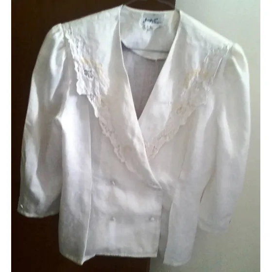 Blusa Blanca De Lino Talla 8