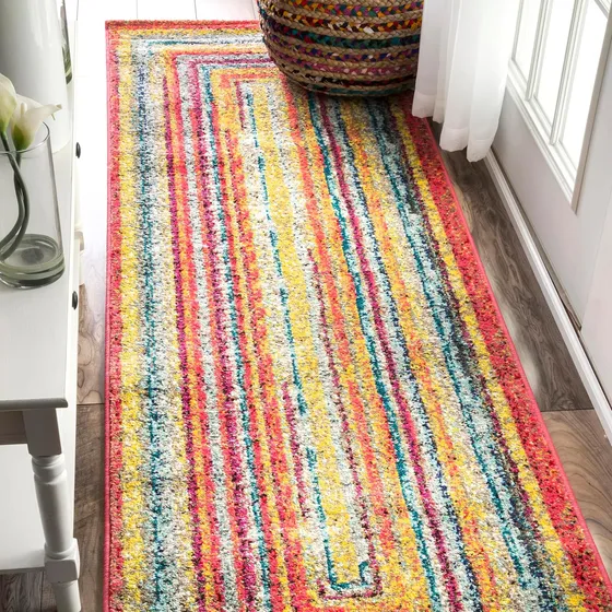 Alfombra Geométrica 60 X 180 Cm Multicolor Para Hogar