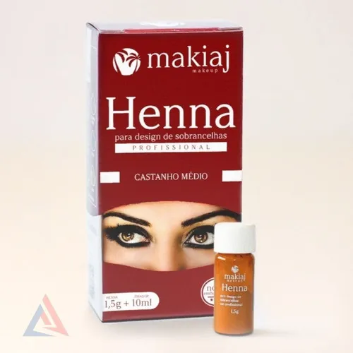 Henna P/ Design Sobrancelha C/ Dappen Makiaj henna 1,5g + fixador 10ml