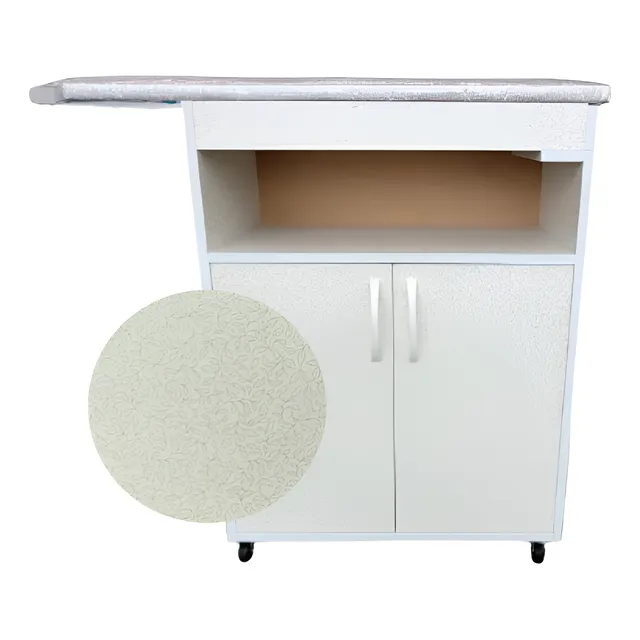 Planchador De Melamina Rodante - Color Crema Con Flores