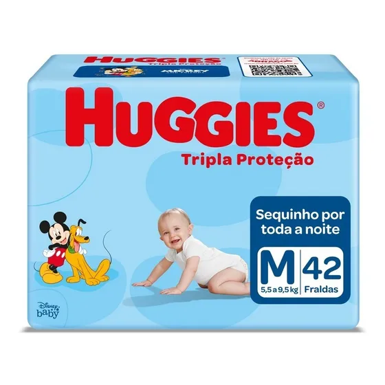 Fraldas descartáveis infantis com 42 unidades tripla proteção tamanho M Huggies