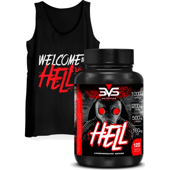 Termogênico Hell Extra Forte 120 Cápsulas y Regata Hell Sabor Caps