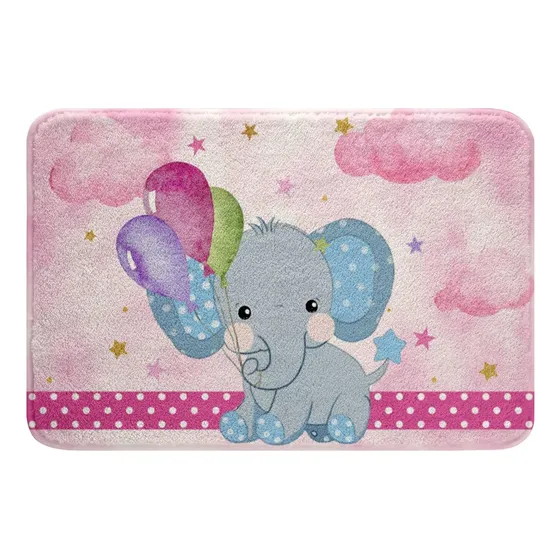 Linda Alfombra Baño Elefante Para Acuarela Rosa Estrella