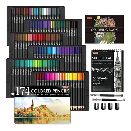 Kit De Dibujo Colores Profesionales 174 Und Shuttle Art