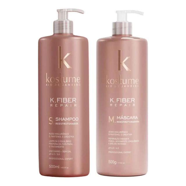 Kit Shampoo + Máscara Hidratação K.fiber Repair 500g Kostume Kit Shampoo + Máscara Hidratação K.fiber Repair 500g Kostume