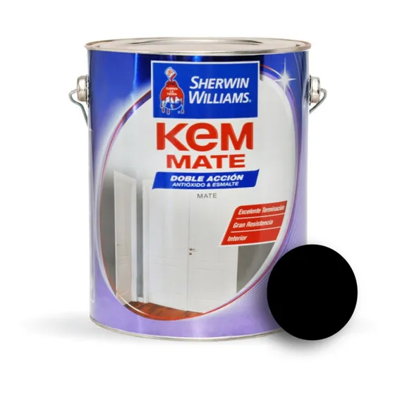 Kem Esmalte Sintetico Negro Mate 4 Lts Sherwin Prestigio