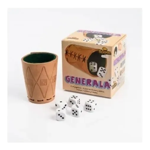 Juego De Generala Natural Con Cubilete Cuero Bisonte Dados