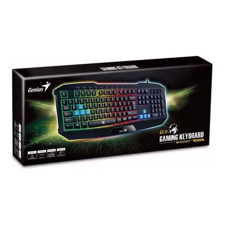 Teclado Genius Gamer Gx Scorpion K215 Retroiluminado Usb Idioma Español Latinoamérica Color Del Teclado Negro Color Negro