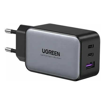 Carregador Ugreen Turbo Gan 65w Usbc Usba Notebook Celular Cinza