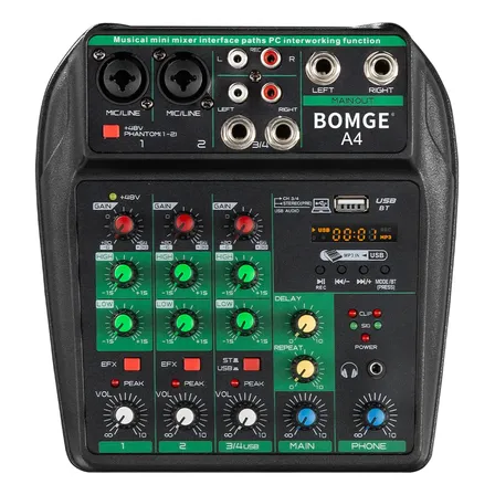 Consola Mezcladora Audio 4 Canales Bluetooth Usb