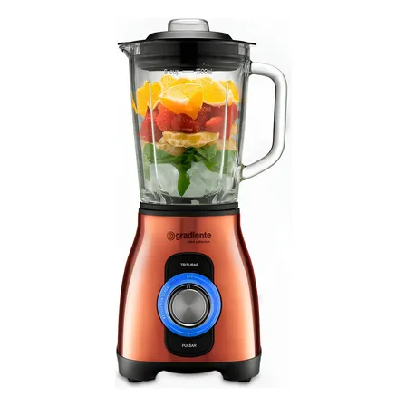 Liquidificador Gradiente 1000w Jarra Vidro 2l Cobre 5 Velocidades Pglq352 127v