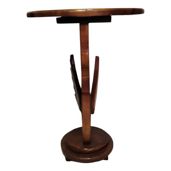 Mesa Auxiliar Redonda Madera Caoba