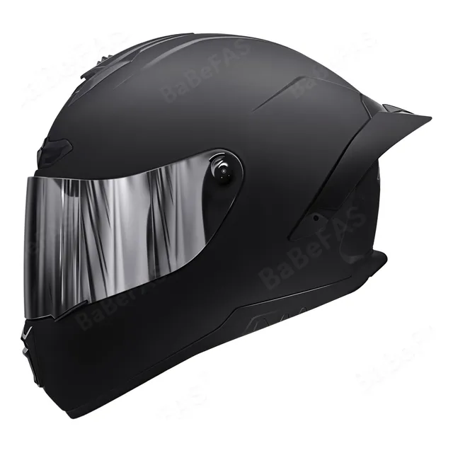 BABEFAS Casco Moto Cross Negro Mate Certificación DOT Tamaño XL 58-62cm con Visera Adultos de Carreras