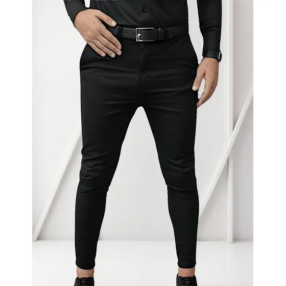 Pantalon Chupin Negro Con Spandex Lycra Slim Fit