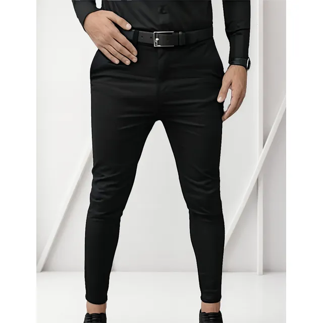 Pantalon Chupin Negro Con Spandex Lycra Slim Fit