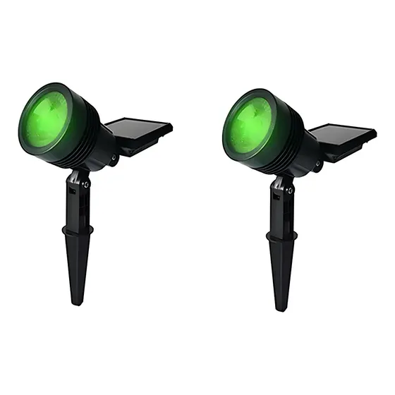 Kit 02 Luminária Solar Espeto Para Jardim 10 Lumens Ecoforce Cor Preto na
