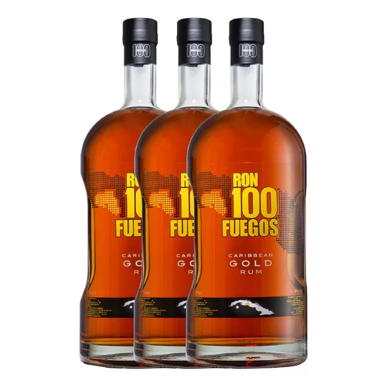 Ron 100 Fuegos Oro Garrafa 1750ml X 3 Unidades