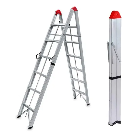 Escalera Magica Plegable Tipo Tijera De 6 Niveles Fold A Step 2.2mts Marca Aspor 6 Peldaños Para Trabajos Electricos Construcciones Bodegas Material De Aluminio De Alta Calidad