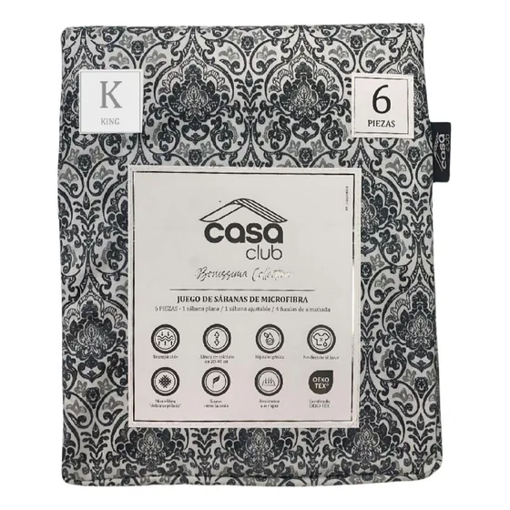 Juego De Sábanas King De Lujo Estampado 6 Piezas Casa Club