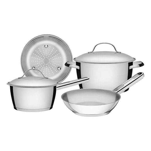 Jogo de Panelas Tramontina Allegra Aco Inox Fundo Triplo 4 Pecas