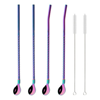 4 Popote Acero Inoxidable Rectocurvo 2 Cepillo Tornasol 4 Popote Acero Inoxidable Rectocurvo 2 Cepillo Tornasol
