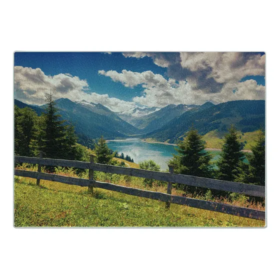 Ambesonne Tabla Cortar Paisaje Vista Lago Speicher Alpe