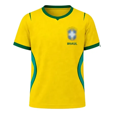 Camiseta Brasil Amarela Infantil Futebol Camiseta Blusa Uv+ Amarelo 10
