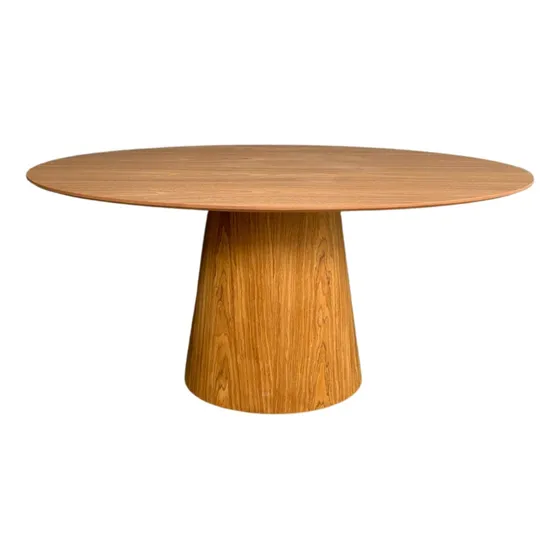 Mesa De Jantar Cone Oval Lâmina Madeira Natural 130x90cm Tampa Madeira Freijó Pés Madeira Freijó Personal Art Design