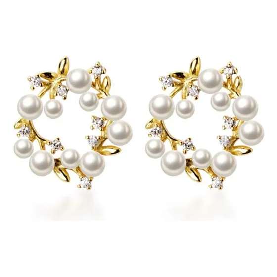 Elegantes Aretes De Perla S925 Plata Esterlina Dainty Cz Ear