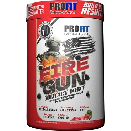 Pré Treino Fire Gun Creatina Coq10 Arginina Beta Alanina Fruit Punch 300g