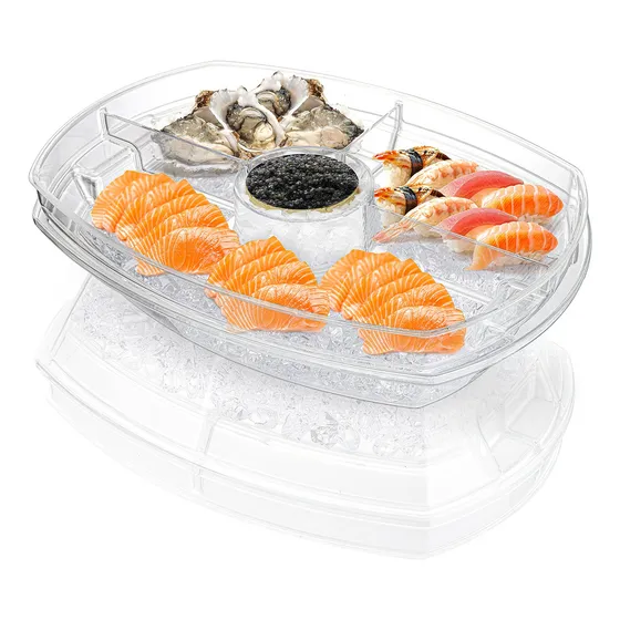 Bb Bandeja For Servir Hielo Con Tapa For Comida De Fiesta,