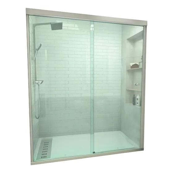 Mampara Blindex Para Ducha 1 Paño Fijo 1 Corredizo 120x200