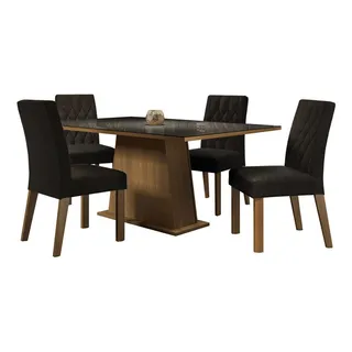 Sala Jantar Mesa Tampo Vidro 4 Cadeiras Aryeli Madesa Rpo Cor Rustic/preto/oxford Desenho Do Tecido Das Cadeiras Liso Sala Jantar Mesa Tampo Vidro 4 Cadeiras Aryeli Madesa Rpo Cor Rustic/preto/oxford Desenho Do Tecido Das Cadeiras Liso