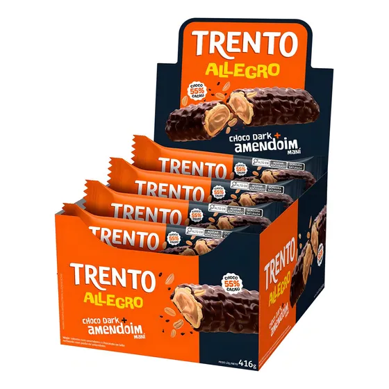 Chocolate Trento Allegro Dark 55% E Amendoim 16 Unid 416g