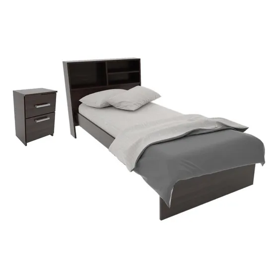Mueble Dormitorio Juvenil Cama 1 Plaza+ Mesa Luz Minimalista