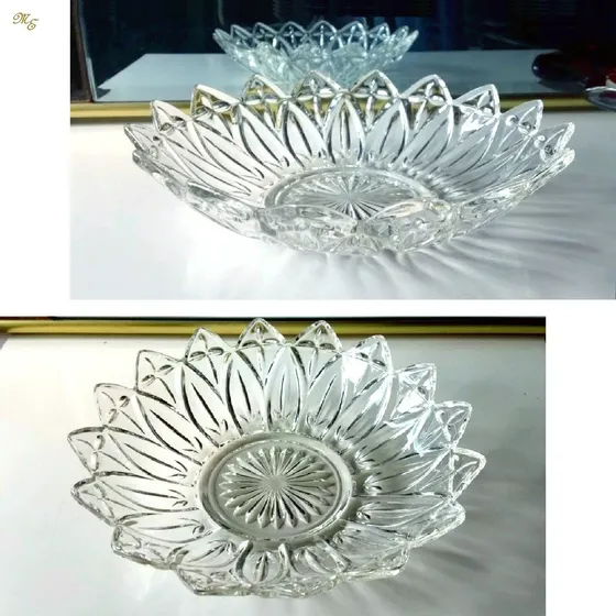Frutero O Ensaladera De Cristal Tallado Y Forma De Estrella